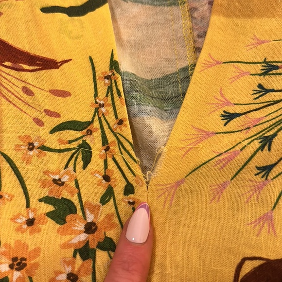 FARM Rio Golden Jungle Linen Midi Dress sz Small - Picture 10 of 16